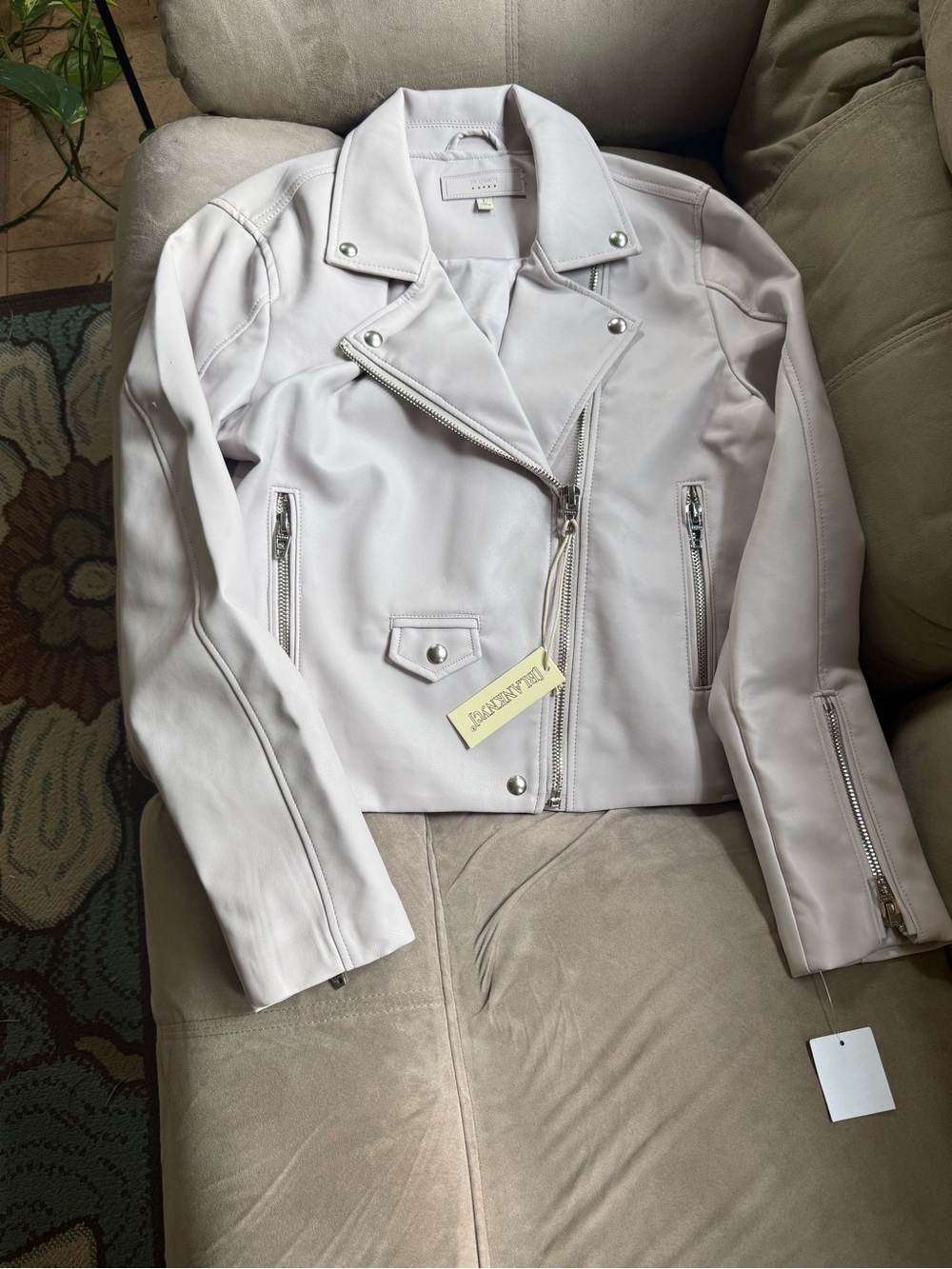 Blank NYC Light Grey Faux Leather Moto Jacket